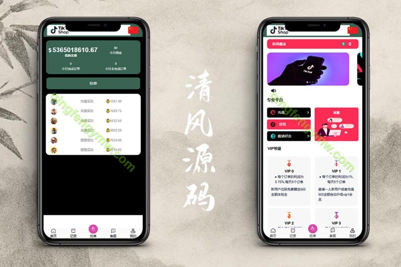 TikTok海外刷单源码/抢单刷单源码/支持后台手动派单/可二开/多语言